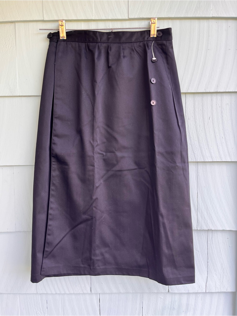 Vintage Women's Black A-Line Skirt with Button Detail
